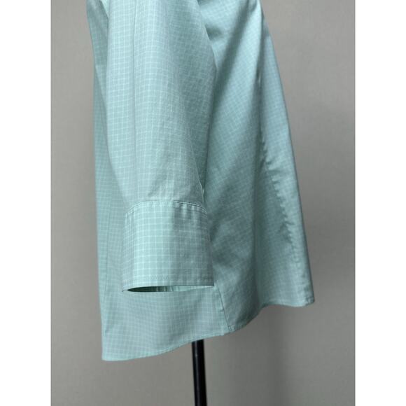 Eddie Bauer wrinkle resistant 3/4 sleeve button up green & White Women’s XL - Picture 6 of 16